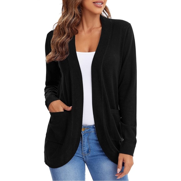 Urban CoCo Long Sleeve Knit Cardigans With Curved Hem in Black - Size L… - Picture 3 of 7